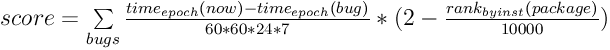 Score calculation formula